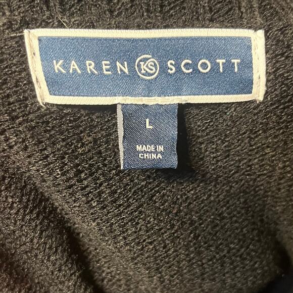 Karen Scott Christmas Knit Sweater L Santa Reindeer Ugly Sweater Holiday Sequins - Picture 5 of 7